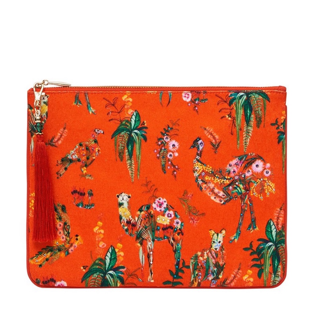 CAMILLA *Cinema Paradiso* red animal print clutch bag purse